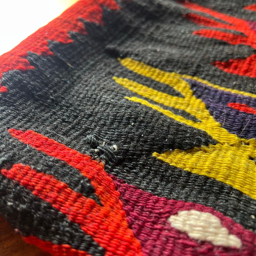 Southwest Kilim Style Woven Pillow Cover 18x18 Red Orange Black Boho Lodge Decor - Picture 5 of 15